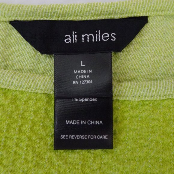 Ali Miles Tunic Top Women's Size L Green Colorful Boho Loose Fit Textured - Picture 6 of 10